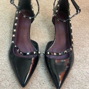 ASOS Black Patent Leather Studded Kitten Heels Size 7